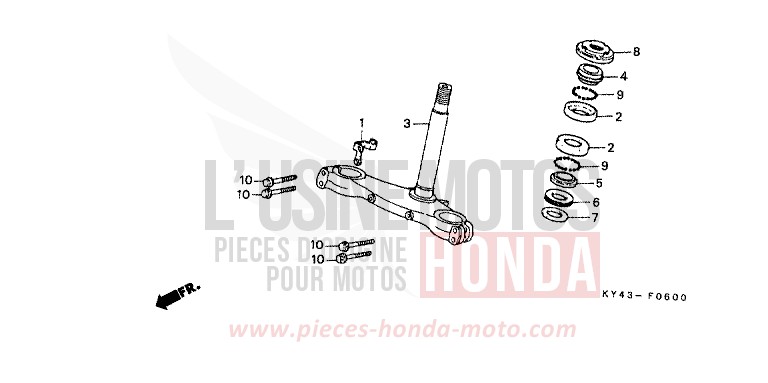 STEERING STEM for NSR125R REAL WHITE (NH250K) from 1989