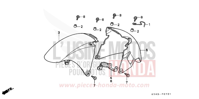 FRONT FENDER (2) for NSR125R REAL WHITE (NH250K) from 1989