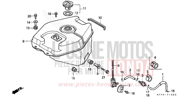 FUEL TANK for NSR125R REAL WHITE (NH250K) from 1989