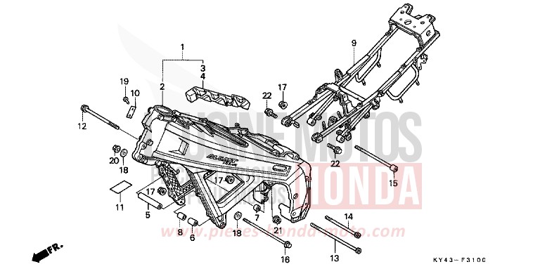 FRAME BODY for NSR125R REAL WHITE (NH250K) from 1989