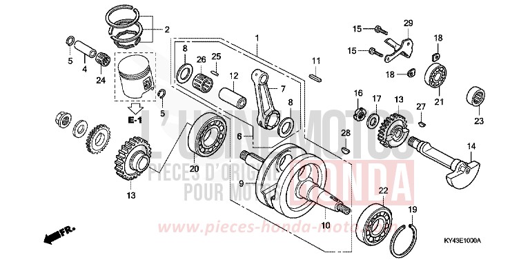 CRANKSHAFT/PISTON for NSR125R REAL WHITE (NH250G) from 1990