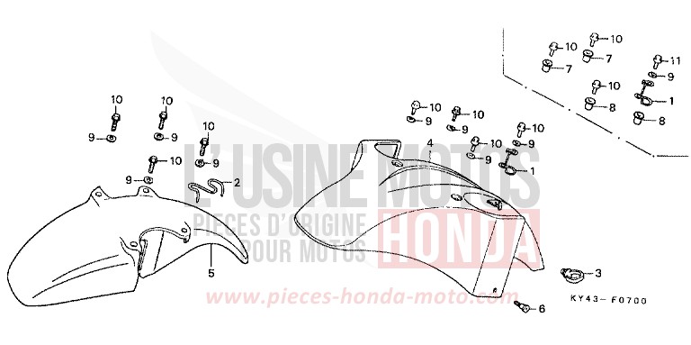 FRONT FENDER (1) for NSR125R REAL WHITE (NH250G) from 1990
