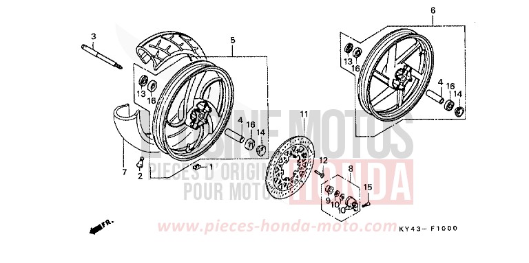 FRONT WHEEL for NSR125R REAL WHITE (NH250G) from 1990
