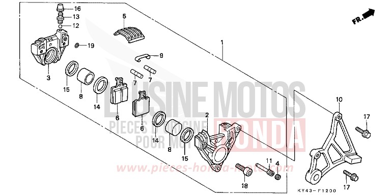 REAR BRAKE CALIPER for NSR125R REAL WHITE (NH250G) from 1990