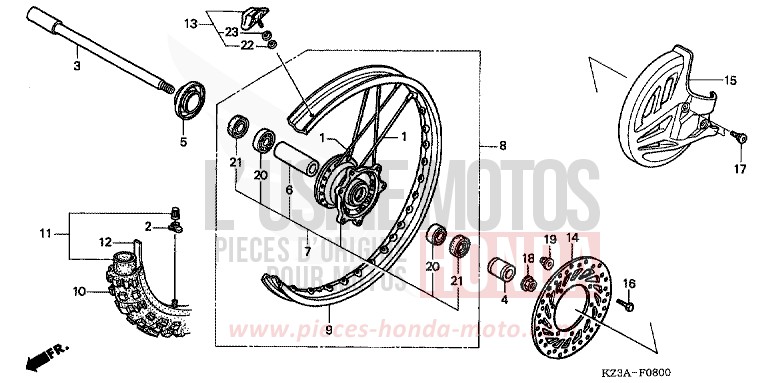 FRONT WHEEL for CR125R EXTREME RED (R292) from 2005