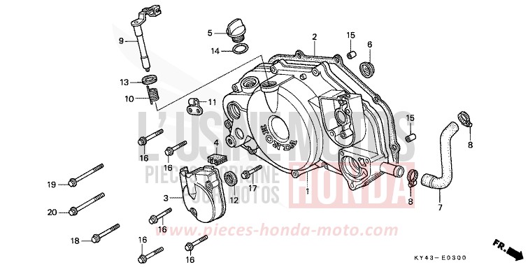 RIGHT CRANKCASE COVER for NSR125R REAL WHITE (NH250K) from 1990