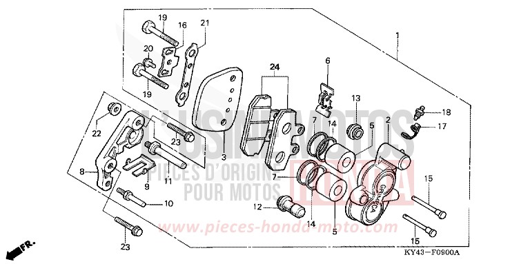 FRONT BRAKE CALIPER for NSR125R REAL WHITE (NH250K) from 1990