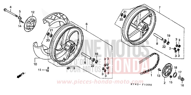 REAR WHEEL for NSR125R REAL WHITE (NH250K) from 1990
