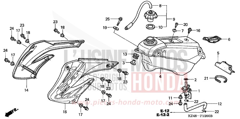 FUEL TANK/SHROUD for CR125R EXTREME RED (R292) from 2005