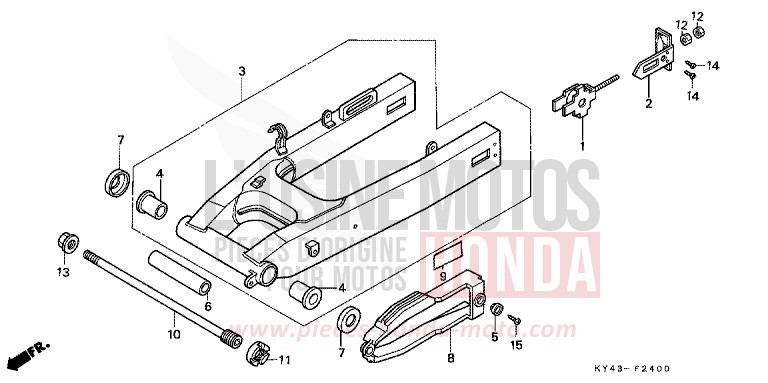 SWINGARM for NSR125R REAL WHITE (NH250K) from 1990