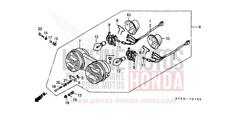 HEADLIGHT (3) for NSR125R REAL WHITE (NH250H) from 1992