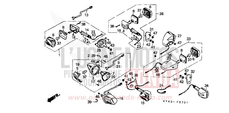 WINKER (2) for NSR125R REAL WHITE (NH250H) from 1992