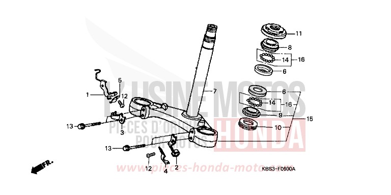STEERING STEM for NSR125R REAL WHITE (NH250K) from 1994