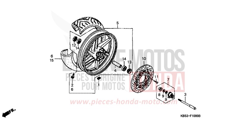 FRONT WHEEL for NSR125R REAL WHITE (NH250K) from 1994