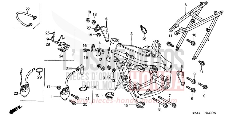 FRAME BODY/ IGNITION COIL for CR125R EXTREME RED (R292) from 2005
