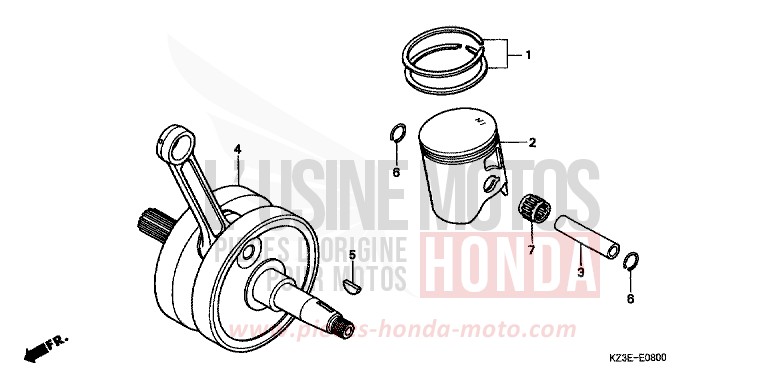 ALBERO MOTORE per CR250R EXPLOSION RED (R254) del 2001