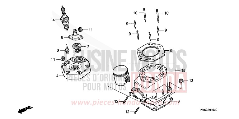 CYLINDER/CYLINDER HEAD for NSR125R SPARKLING RED (R127) from 1997