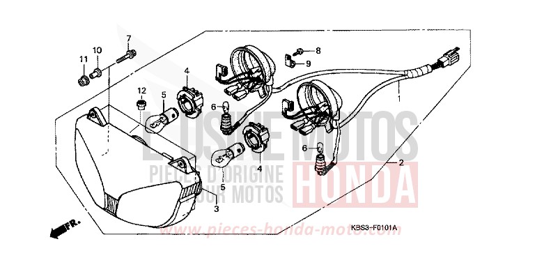 HEADLIGHT (2) for NSR125R SPARKLING RED (R127) from 1997