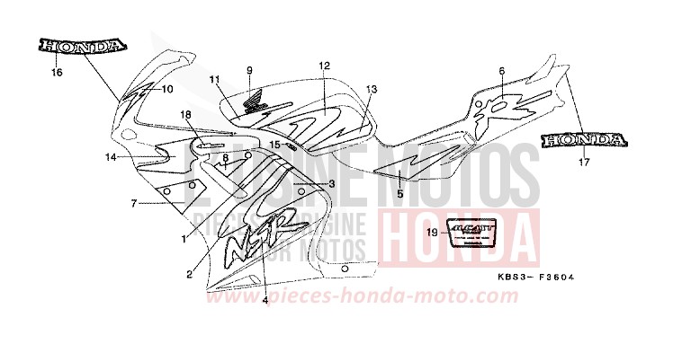 MARK (5) (GAUCHE) for NSR125R TITANIUM METALLIC (YR183) from 1997