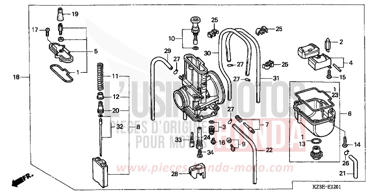 CARBURETOR (2) for CR250R EXPLOSION RED (R254) from 2001