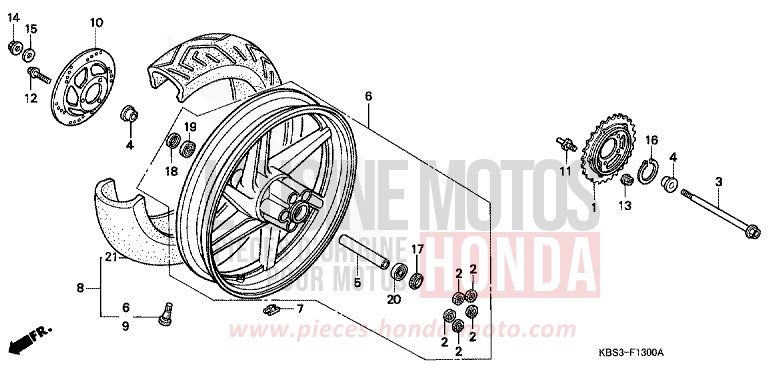 REAR WHEEL for NSR125R HEAVY GRAY METALLIC-U (NH194) from 1998