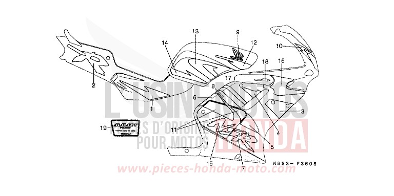 MARK (5) (DROITE) for NSR125R HEAVY GRAY METALLIC-U (NH194) from 1998