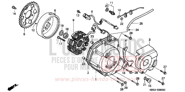 LEFT CRANKCASE COVER/ GENERATOR for NSR125R SPARKLING RED (R127) from 1998