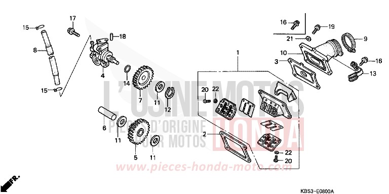 OIL PUMP/REED VALVE for NSR125R SPARKLING RED (R127) from 1998