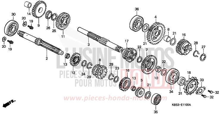 TRANSMISSION for NSR125R BLACK (NH1E) from 1999