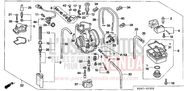 CARBURETOR (CR125R4-7) for CR125R EXTREME RED (R292) from 2006