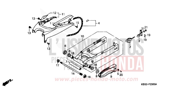 SWINGARM/CHAIN CASE for NSR125R BLACK (NH1E) from 1999