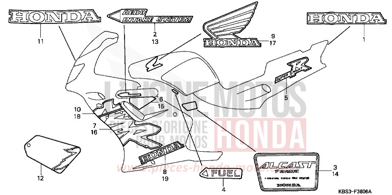 MARK (6) for NSR125R BLACK (NH1E) from 1999