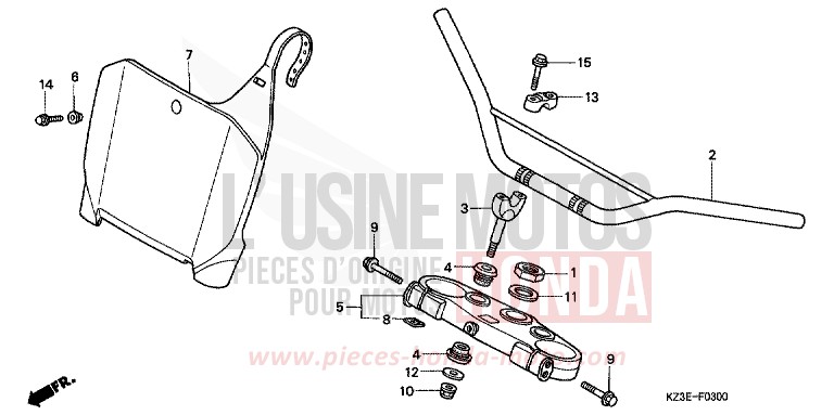 HANDLE PIPE for CR250R EXPLOSION RED (R254) from 2001