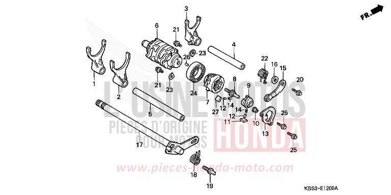 SHIFT DRUM/SHIFT FORK for NSR125R SPARKLING RED (R127V) from 1999