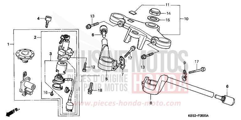 HANDLE PIPE/TOP BRIDGE for NSR125R SPARKLING RED (R127V) from 1999