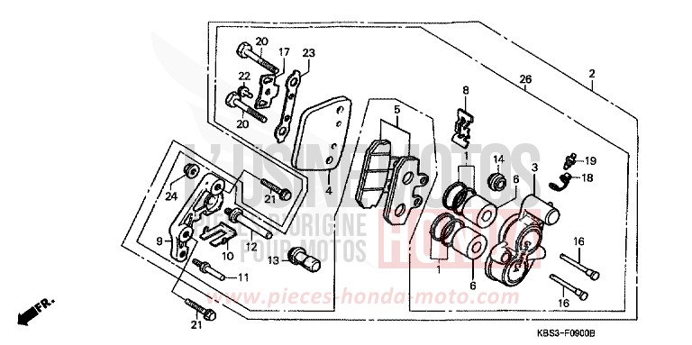 FRONT BRAKE CALIPER for NSR125R SPARKLING RED (R127V) from 1999