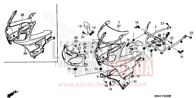 UPPER COWL for NSR125R SPARKLING RED (R127V) from 1999