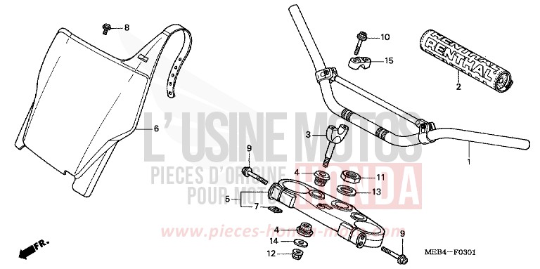 HANDLE PIPE/TOP BRIDGE (CR125R4-7) for CR125R EXTREME RED (R292) from 2006