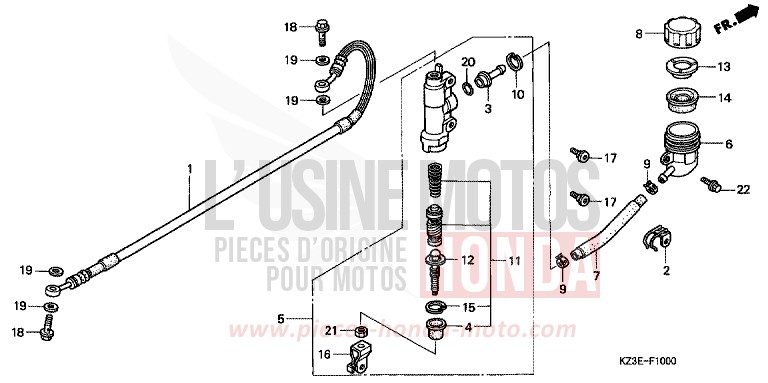RR. BRAKE MASTER CYLINDER for CR250R EXPLOSION RED (R254) from 2001