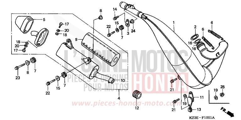 EXPANSION CHAMBER (2) for CR250R EXPLOSION RED (R254) from 2001