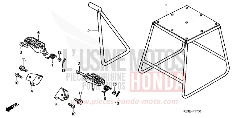 PEDANA per CR250R EXPLOSION RED (R254) del 2001