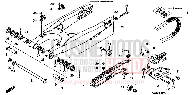 SWINGARM for CR250R EXPLOSION RED (R254) from 2001