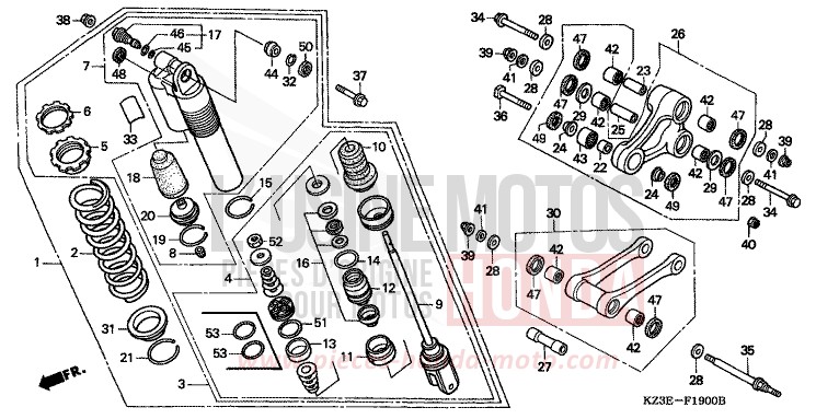 REAR CUSHION for CR250R EXPLOSION RED (R254) from 2001