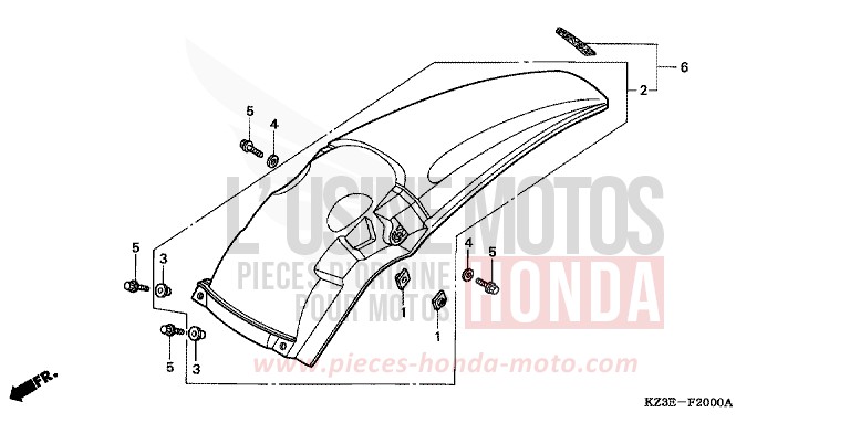 REAR FENDER for CR250R EXPLOSION RED (R254) from 2001