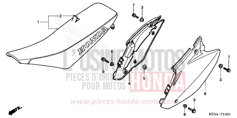 SEAT/SIDE COVER for CR125R EXTREME RED (R292) from 2006