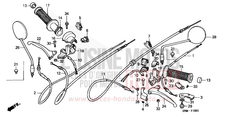 HANDLE LEVER/SWITCH/CABLE for Wallaroo BRUGGE MAROON (R189) from 1992