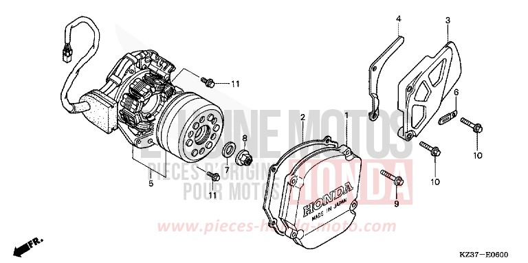 LEFT CRANKCASE COVER/ GENERATOR for CR250R EXPLOSION RED (R254) from 2002