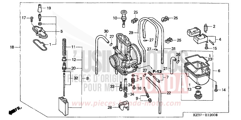 CARBURETOR (CR250R2,3) for CR250R EXPLOSION RED (R254) from 2002