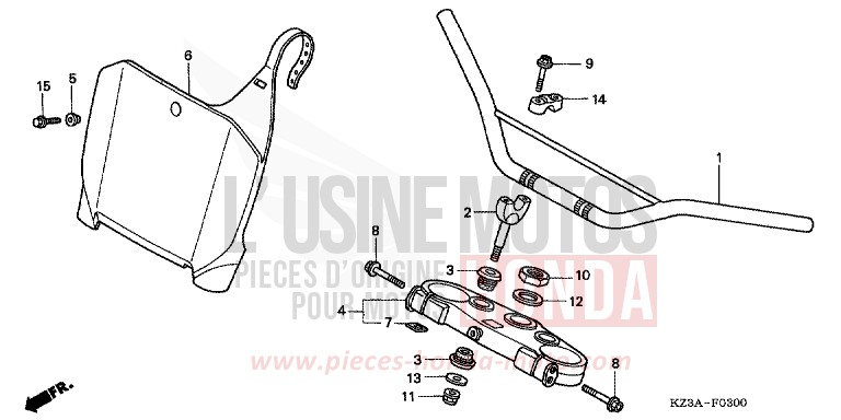 HANDLE PIPE/TOP BRIDGE (CR250R2,3) for CR250R EXPLOSION RED (R254) from 2002