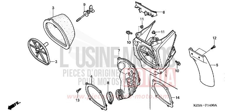 AIR CLEANER (CR250R2-4) for CR250R EXPLOSION RED (R254) from 2002